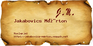 Jakabovics Márton névjegykártya